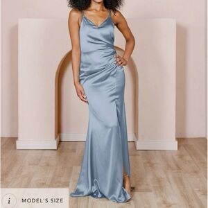 Size 12 Revelry Satin Rory Gown in French Blue - NEVER WORN!!!